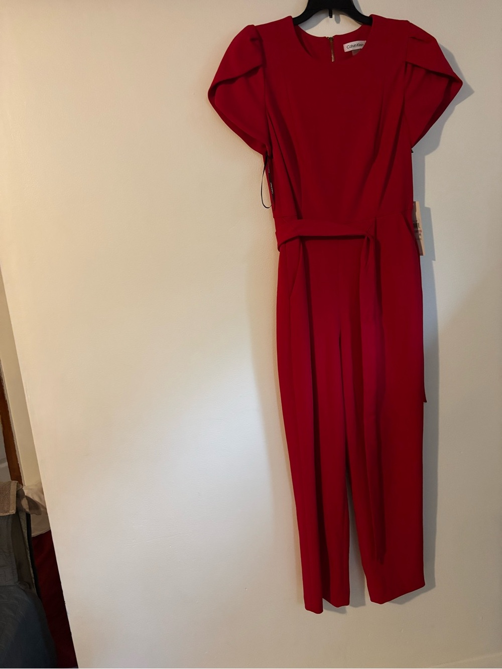 Calvin Klein Red Short-Sleeve Belted JumpsuitNWT size 6